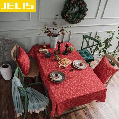 2021 Christmas Bronzing Tablecloth Santa Claus Cotton Linen Tablecover Waterproof Rectangle Dust-Proof Merry Christmas Decor