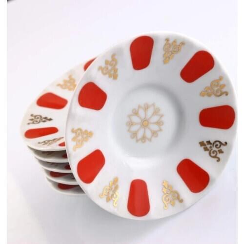 6 personality Porland Porcelain coffee Cooker Tea Plate-Red Gold 408704758