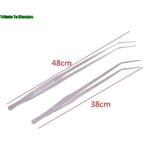 Aquarium Live Tank Straight Curve Plant Tweezers Long Tongs Stainless Steel Plant Shrimp Reef Tank Crooked Tweezer 38cm/48cm/30