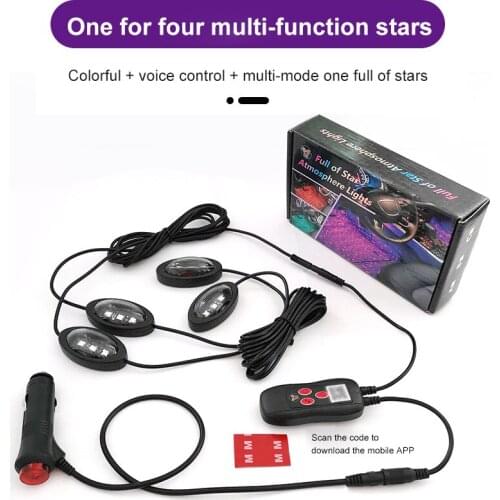 Car Led Atmosphere Lights Full Of Stars Colorful RGB Sound-controlled Lights APP Wireless Remote Sound Control Multiple Modes
