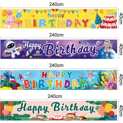 1pc Happy Birthday Party Banner 8 Theme Style Banner Kids Favor Birthday Party Decor 123st Birthday Party Mermaid Theme Banner