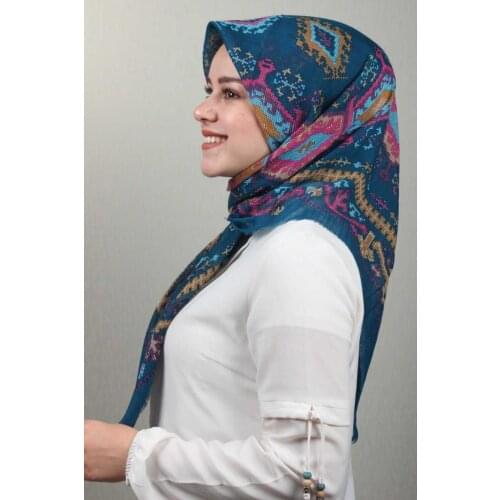 BAYSEM PATTERNED LINEN FLAMLI SCARF-KANEVİÇE DESEN-06 - RENK-03