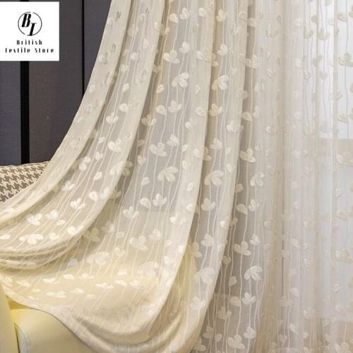 White Curtain American Simple Curtains for Living Dining Room Bedroom Modern Gauze Partition Lace Light Luxury Curtains
