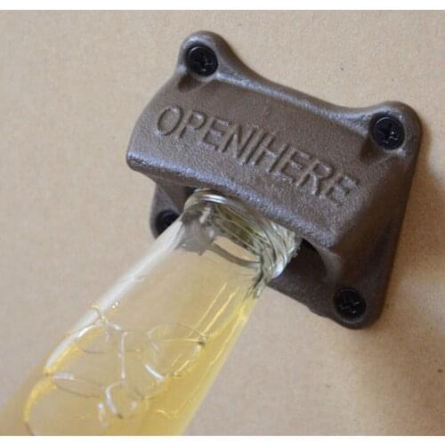 Rustic Cast Iron Wall Mounted Beer Bottle Opener Soda Glass Cap Bottle Opener Kitchen Bar Tools