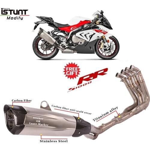 For BMW S1000RR 2017 2018 Motorcycle Exhaust Escape Full System modified Titanium Alloy Front Mid Link Pipe Carbon Fiber Muffler