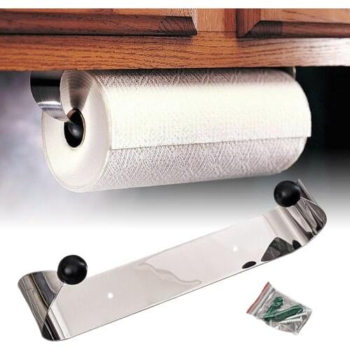 Home Bathroom Paper Towel Holder Under Cabinet Wall Mount Stainless Steel Rack Paper Towel Holder