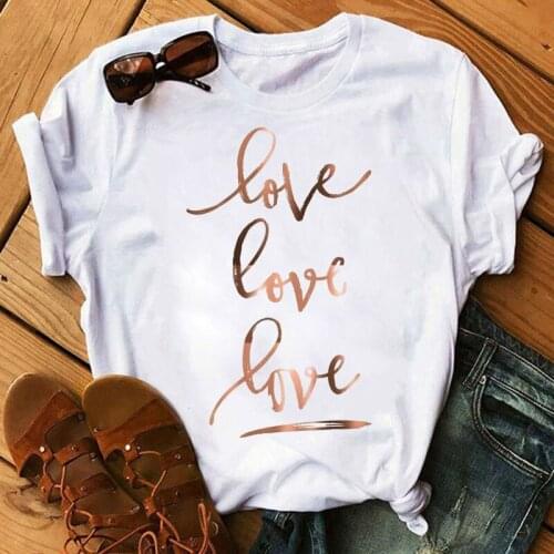 Women T Shirt Cartoon Love Letter Print Lovely 90s Fashion Summer Lady Tee Graphic T Top Female Tshirts Clothes Women T-Shirts