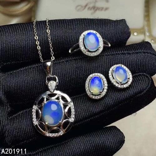KJJEAXCMY fine jewelry 925 sterling silver inlaid Natural Opal Ring Earring Necklace luxurious Womens Suit Support Test classic