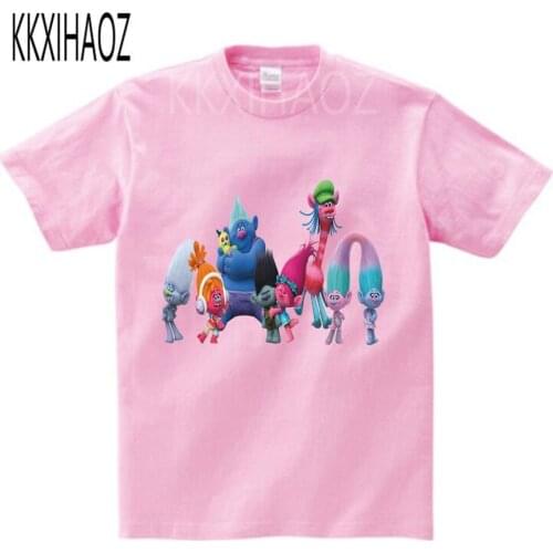 KKXIHAOZ Baby Boy Summer Clothes Trolls Girl t shirt Cartoon Tops Quality 100% Cotton Kids Funny Short Sleeve Sweatshirt