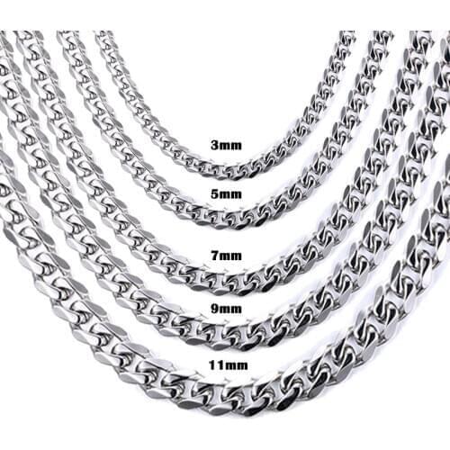 DarkMag Basic Punk Stainless Steel Necklace for Men Women Curb Cuban Link Chain Chokers Vintage Black Gold Tone Solid Metal