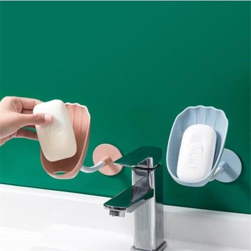 Shell Shape Sucker Soap Box Drain Soap Holder Box Bathroom Shower Soap Holder Sponge Storage Plate Tray Hotel Bathroom Supplies