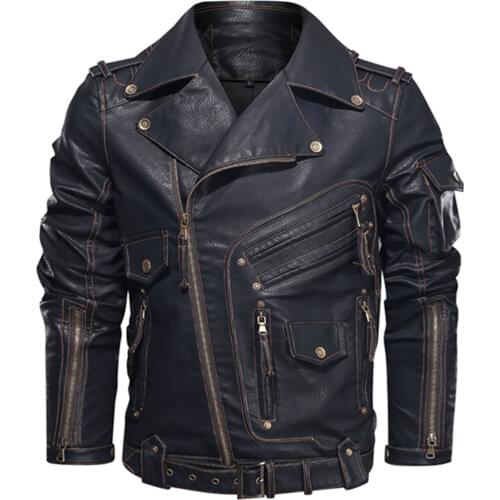Black Leather Jacket Men Winter Coat Motorcycle PU Leather Jacket Casual Fashion Mens Jacket EU Size Men Clothing