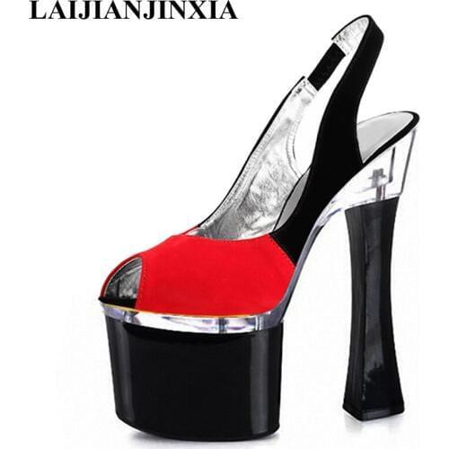 LAIJIANJINXIA Sexy Strap New 18cm High Heels Night Club Wedding Party Women Pole Dance Platform Sandals Dancing Shoes