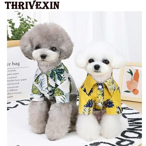 Pet Clothes Summer Thin Dog Cat Clothes Dog Jacket Color Print Dog Thin Shirt Hawaiian Beach Style Casual Dog Clothing Dog Shirt