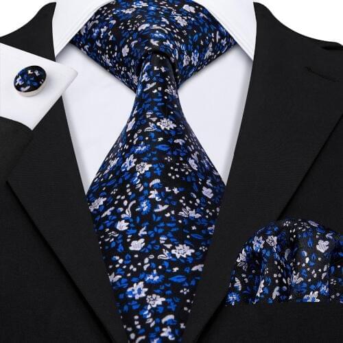 LS-5035 Fashion Mens Tie 100% Silk Jacquard Woven 8.5cm Floral Tie For Men Business Groom Barry.Wang Dropshipping NeckTie Set