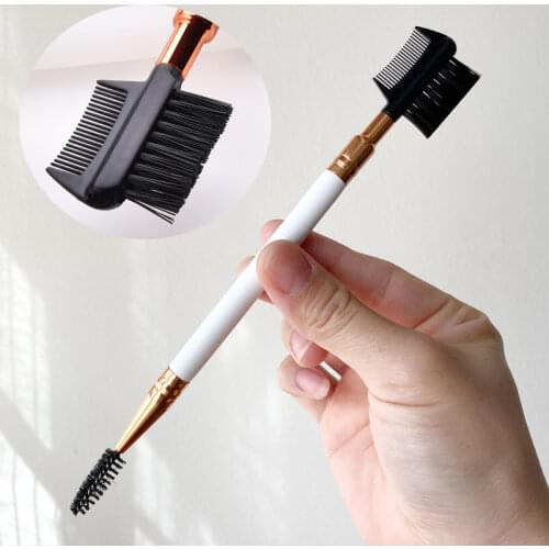 Multifunctional Double-headed Makeup Tool Eyelash Brush Eyebrow Comb Blending Wooden Handle Beauty Make Up Brushes Tools