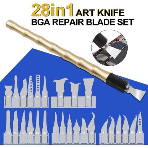 28 in 1 Mobile Phone BGA IC Chip Repair Blades Kit for iPhone CPU Remover Logic Board NAND Flash Repair Tools