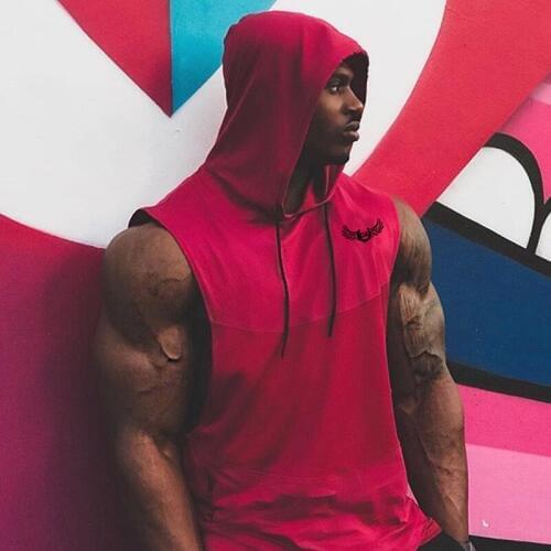 New 2019 arrival Men Sleeveless Plain Solid Hoodie Fitness Pullover Sleeveless Sweatshirt