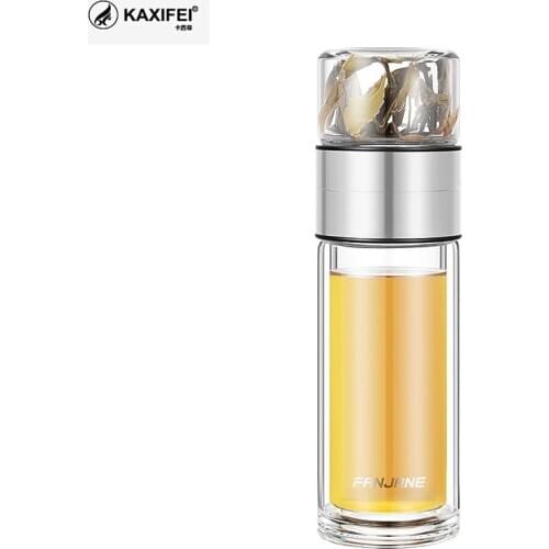 New KAXIFEI Glass Water Bottles Portable Double Wall 350/400/450ml Glass Cup Tea Infuser Climbing Camp Tour My Drink Bottlele