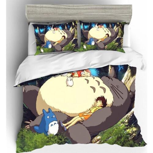 Parure de lit enfant Cartoon Totoro Bedding Linen Set parure de lit 2 personnes King Size Bedding Set Luxury Conforter Set Sheet