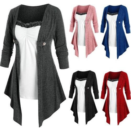 2020 Women Autumn Winter Long Sleeve Patchwork Fake Two Piece Irregular Hem Dress Womens clothing женское платье vestidos