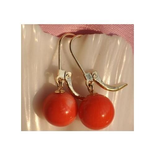Shitou 00732 Attractive 10mm round pink coral dangle earring discount 40