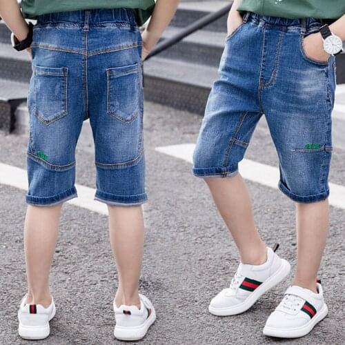 4 6 8 10 12 13 Yrs Summer Style Boys Denim Shorts Regular Elastic Waist Casual Baby Boy Jeans Shorts Children Short Soft Pants