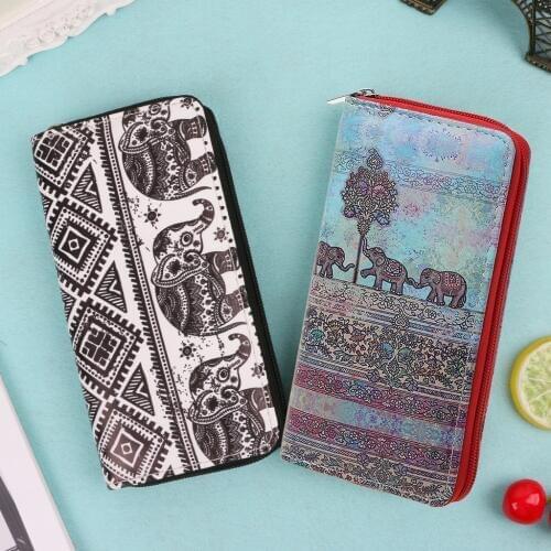 THINKTHENDO Women Clutch Long Wallet Credit Card Holder Lady Purse Handbag Elephant Bag