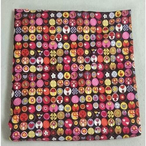 50x105cm Colorful Round Heart Flower Mushroom Star Abastract Patterns Printed Cotton Fabric Patchwork Cloth Bag Party Home Decor