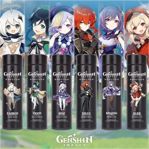 Anime Game Genshin Impact Venti Paimon Klee Diluc Qiqi Keqing Stainless Steel Vacuum Cup Thermos Cup Water Bottle Xmas Gift