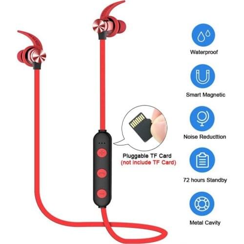 XT22 Bluetooth Wireless Headphones 5.0 Support TF Card Sport Headset Handsfree Stereo Earphone with Mic for Mobile Phone