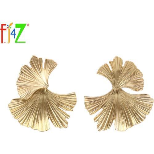 F.J4Z Brand Alloy Ginkgo Leaf Earrings For Women Trendy Indian Jewelry Vintage Statement Earring Pattern Aretes De Mujer Bijoux