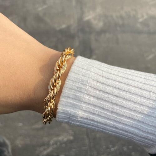 Gold Rope Chain Bracelet For Women 2021 New Fashion Charm Bangle Bracelet Set On Hand Accessories Female Trend Jewelry