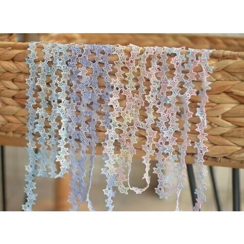 1 Meter Rainbow Stars Embroidered Lace Trim Handmade Ribbon Sewing Turban Skirt Curtains Sofa Guipure Clothes Accessories LA1522