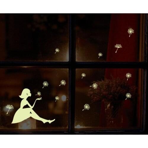 1PC Luminous Fluorescent Wallpaper Stickers Glow in Dark Stars Fairy Dandelion Wall Window Decal