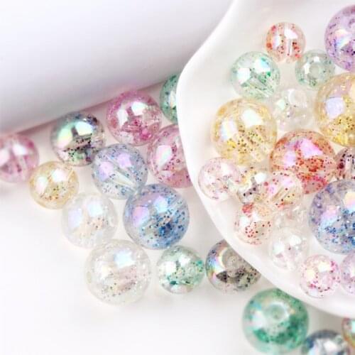10pcs Ab Color Round Acrylic Bead Loose Spacer Transparent Beads For Jewelry Making Diy Hair Accessories Bracelet Material