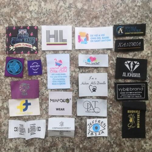 1000 pieces Customized clothing tags washable garment labels custom woven labels for clothing brand name labels logo woven tags