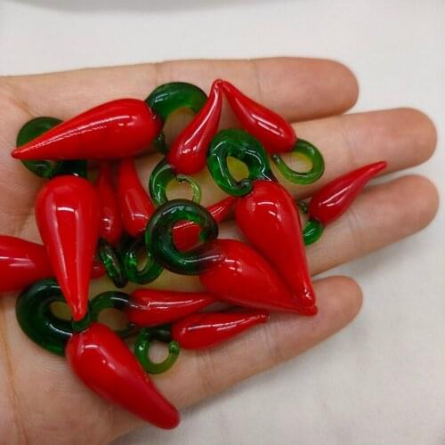 15PCS Chinese Style Handmade Lampwork Beads Pendant For Women DIY Red Pepper Glass Pendant Earrings Necklace Bracelet Jewelry
