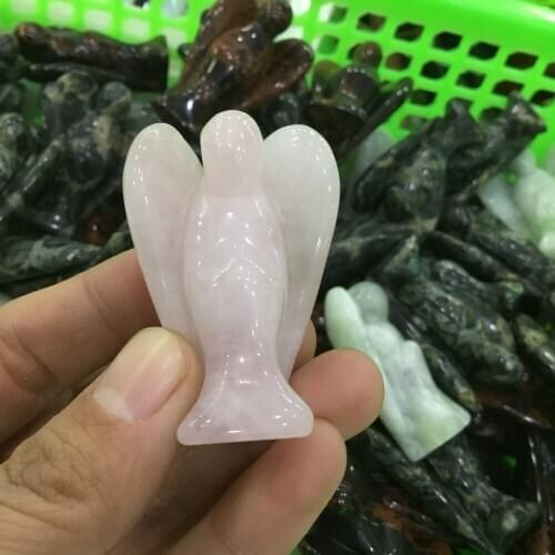 2inch Natural quartz stone Hand Carved angels quartz crystal Angel Figurines