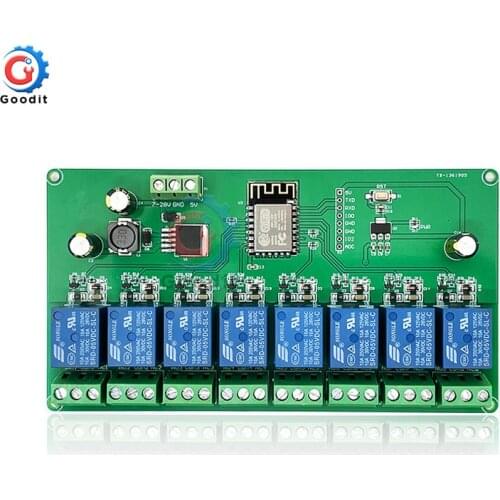5V/7-28V power supply ESP8266 WIFI eight-way relay module ESP-12F development board
