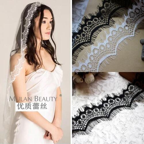 9M Eyelash Black Soft Floral French Lace Fabric Decoration Crafts Sewing Lace Trim Fabric For Dress Making Decoration
