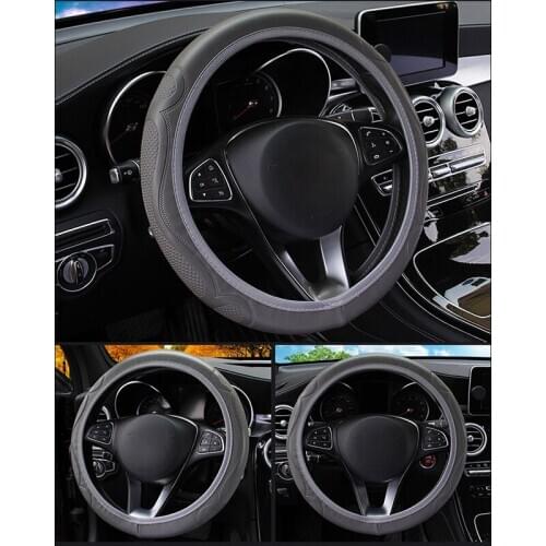 Universal 4 Colors Car PU Leather Steering-Wheel Cover Anti-slip Skidproof Durable 38CM Dynamic Fibre Steering Wheel Cover
