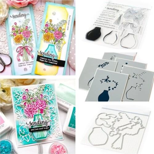 Hot Sale Floral Vase Cutting Dies Stamps Stencil Scrapbook Diary Decoration Embossing Template DIY Greeting Card Handmade