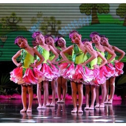 2020 new Childrens Day Chinese perform Costumes Kids Showcase Jasmine Dance Dresses Petal Clothing Stage Performance Clothing