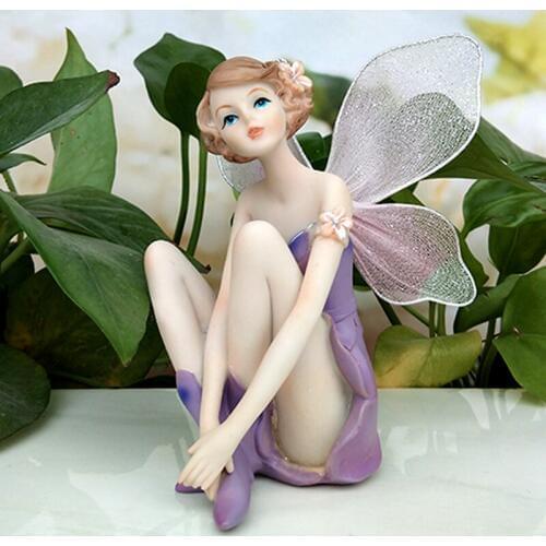 Diy wings Angel Statue Beautiful Girl Flower Fairy Figurines Garden Figures Home Decor Resin Birthday Gift Wedding Gifts Garden