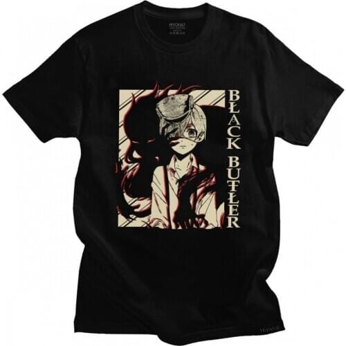 Personality Black Butler Sebastian Ciel Tshirt Short Sleeve 100% Cotton T-shirt Japan Anime Manga T Shirt Kuroshitsuji Tee Tops