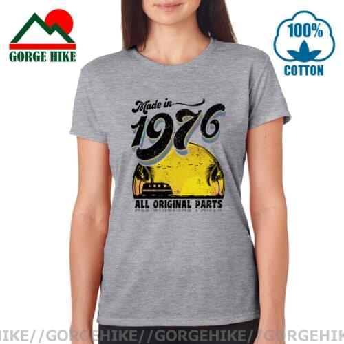 GorgeHike Camiseta Vintage Made in 1976 All Original Parts T shirt women Birthday T-shirt Retro Classic Friend Special gift Tees