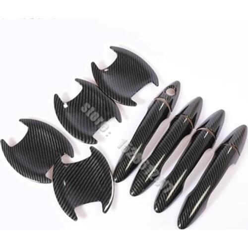 ABS Carbon fiber car Chrome Door Handle Cover Trim Car Styling For 2011-2016 Hyundai Solaris Verna i25 Accent Grand Avega