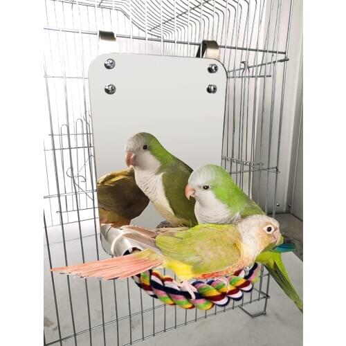 Parrot biting toy bird toy large mirror cotton rope standing bar suit bird camera toy bird toy training toy