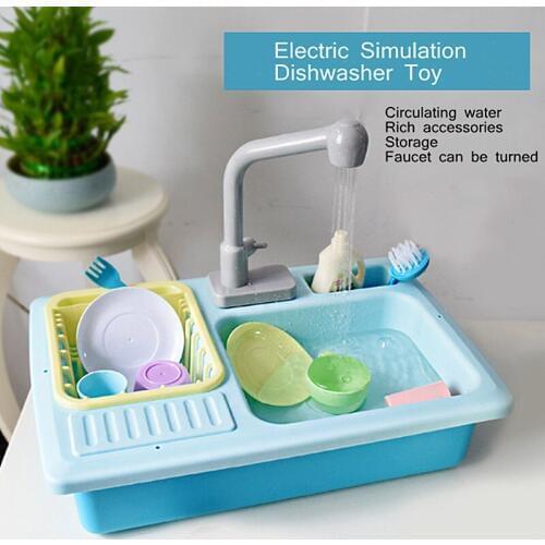 Children Housework Scene Playing Toys Electric Simulation Dishwasher Toys Kids Educational Practical Skills Exercise Kitchen Toy
